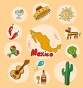 The set of national profile of the state mexico Royalty Free Stock Photo