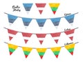 Set of national triangular flags and festive garlands of Baltic States: Estonia, Latvia and Lithuania.
