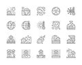 Set of Natural Disaster Line Icons. Drought, Global Warming, Pollution and more. Royalty Free Stock Photo