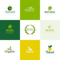 Set of natural and organic products logo templates, icons