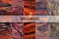 Set of natural real rosewood planks with groove joints have a vertical background Royalty Free Stock Photo