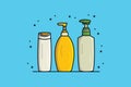 Set of Natural Soap or Shampoo Bottles vector illustration.
