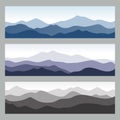 Horizontal mountain ridges. Outdoor vector illustrations in different colors. Royalty Free Stock Photo