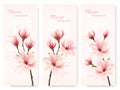 Set of nature flower magnolia banners. Royalty Free Stock Photo