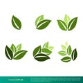 Set Nature Green Leaf Icon Vector Logo Template Illustration Design EPS 10 Royalty Free Stock Photo