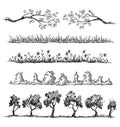 Set of nature hand drawn dividers