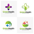 Set of Nature Health Logo Design Concept Vector. Health with Leaf Logo Template. Icon Symbol. Illustration Royalty Free Stock Photo