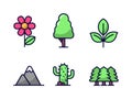 Set of nature icons with colorful style Royalty Free Stock Photo