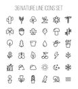 Set of nature icons in modern thin line style. Royalty Free Stock Photo