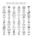 Set of nature icons in modern thin line style. Royalty Free Stock Photo