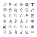 Set of nature icons in modern thin line style.