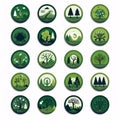 Set of nature icons. Vector illustration. Eps 10. Green Royalty Free Stock Photo