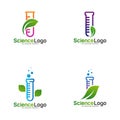 Set of Nature Lab Logo Design Concept Vector. Creative Lab with leaf Logo Template. Icon Symbol Royalty Free Stock Photo