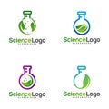 Set of Nature Lab Logo Design Concept Vector. Creative Lab with leaf Logo Template. Icon Symbol Royalty Free Stock Photo