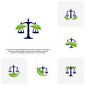 Set of Nature Law Firm Logo template. Green Scales logo concepts. Law firm with Leaf logo vector