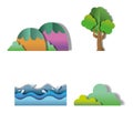 Set of nature paper icons