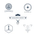 Set of nautical badges. Vintage sailor label