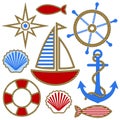 Set of nautical design elements.