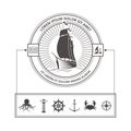 Set of Nautical Icons for Badges in Vintage Style Royalty Free Stock Photo