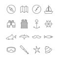 Set of nautical icons, vector illustration.