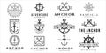 set of nautical or marine logo vector illustration template icon design. bundle collection of various navy logo anchor ship Royalty Free Stock Photo