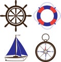 Set of nautical and marine symbols