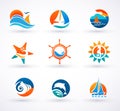 Set of nautical, sea icons and symbols Royalty Free Stock Photo