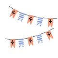 Set of nautical vector bunting garlands in blue and red color Royalty Free Stock Photo