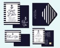 Set of Nautical Wedding Invitation Card