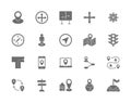 Set of Navigation Grey Icons. Compass, Location Pin, GPS Navigation and more.