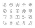 Set of Navigation Line Icons. Compass, Location Pin, GPS Navigation and more.