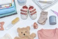 A set of necessary things for a newborn baby top view