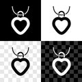 Set Necklace with heart shaped pendant icon isolated on black and white, transparent background. Jewellery decoration Royalty Free Stock Photo