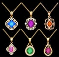 set of necklace pendants jewelry made of precious s