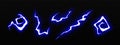 Set of neon blue lightning strike effects Royalty Free Stock Photo