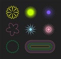 Set neon bright retro geometric shapes