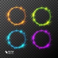 Set of neon circles, different colors. Royalty Free Stock Photo