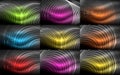 Set of neon circular outline rings backgrounds Royalty Free Stock Photo