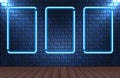 Neon frames on brick wall for decoration signboard in retro interior theater, casino, club or bar Royalty Free Stock Photo