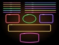 Set neon frames and luminous lines for decoration signboard