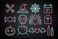 SET OF NEON HALLOWEEN ELEMENT COLLECTIONS Royalty Free Stock Photo