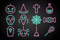 SET OF NEON HALLOWEEN ELEMENT COLLECTIONS Royalty Free Stock Photo