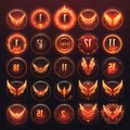 Set of neon light wings, badges and icons. Vector illustration Royalty Free Stock Photo