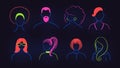 Set of neon profile pictures faceless avatars Royalty Free Stock Photo