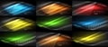 Set of neon smooth wave digital abstract backgrounds Royalty Free Stock Photo
