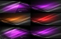 Set of neon smooth wave digital abstract backgrounds Royalty Free Stock Photo
