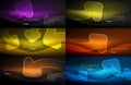 Set of neon techno arrows, digital vector abstract backgrounds Royalty Free Stock Photo