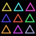 set of neon traingles glow glowing frame useful for your projects - 1 Royalty Free Stock Photo