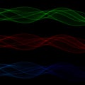 Set neon waves. vector abstract lines. template for advertising. green, red, blue colors. eps 10 Royalty Free Stock Photo