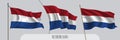 Set of Netherlands waving flag on isolated background vector illustration